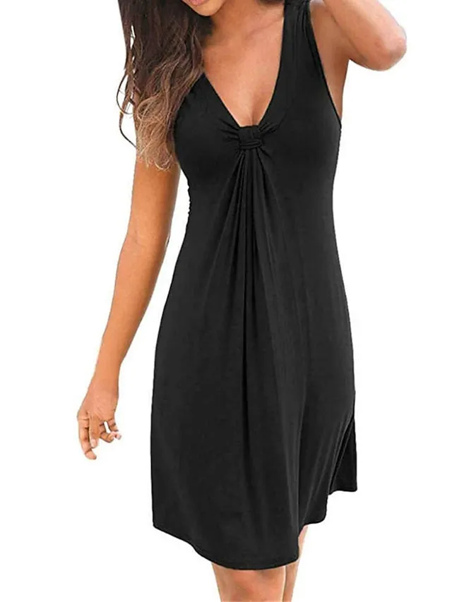 Women's Plus Size Pajamas Nightgown Nightshirt Dress Pure Color Simple Casual Soft Home Daily Bed Polyester Breathable Straps Sleeveless Summer Spring Black Wine