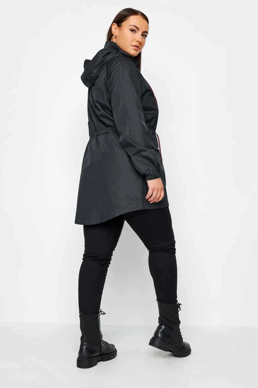 YOURS Curve Navy Blue Drawstring Lightweight Parka Jacket