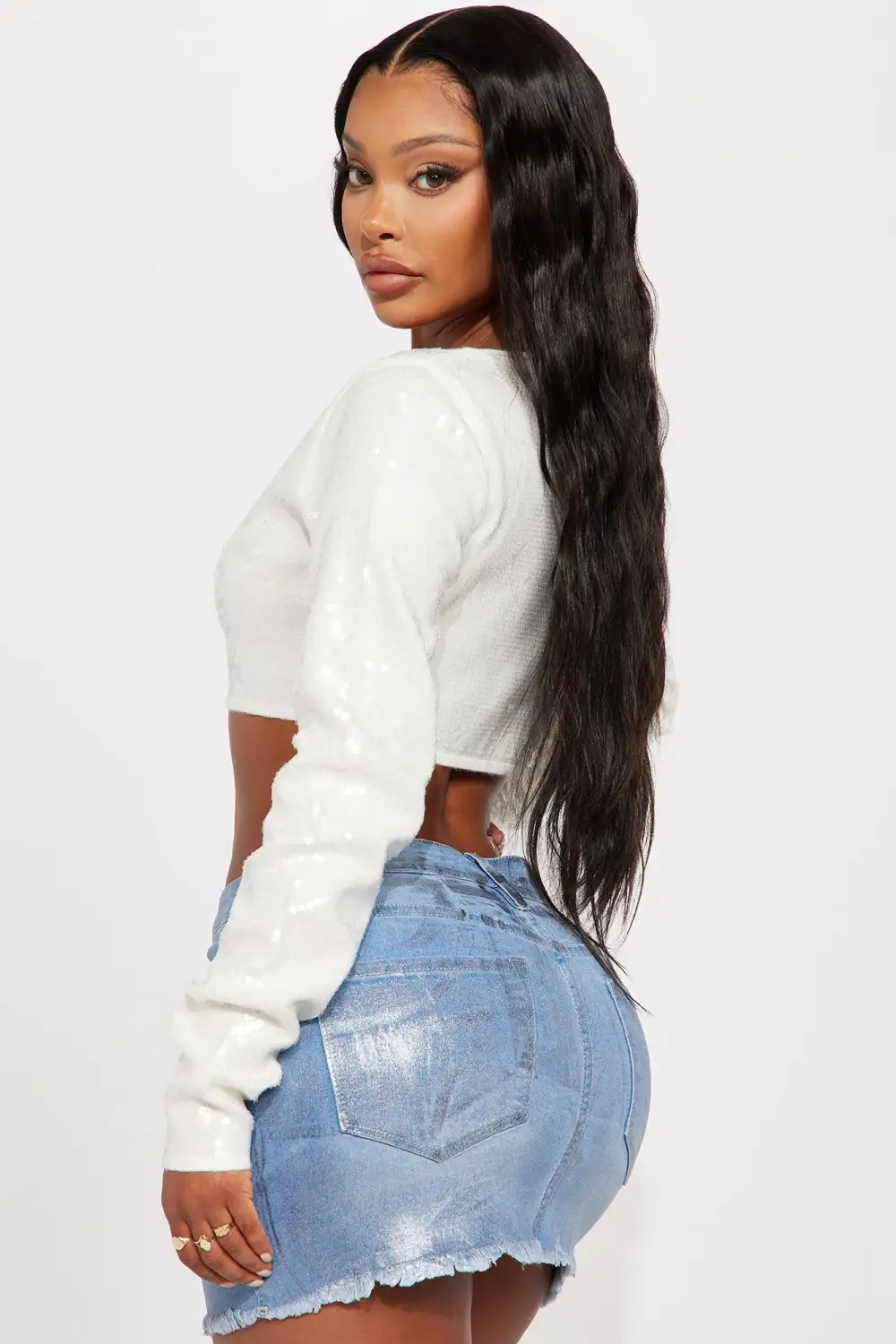 Star Of The Show Sequin Cardigan - White