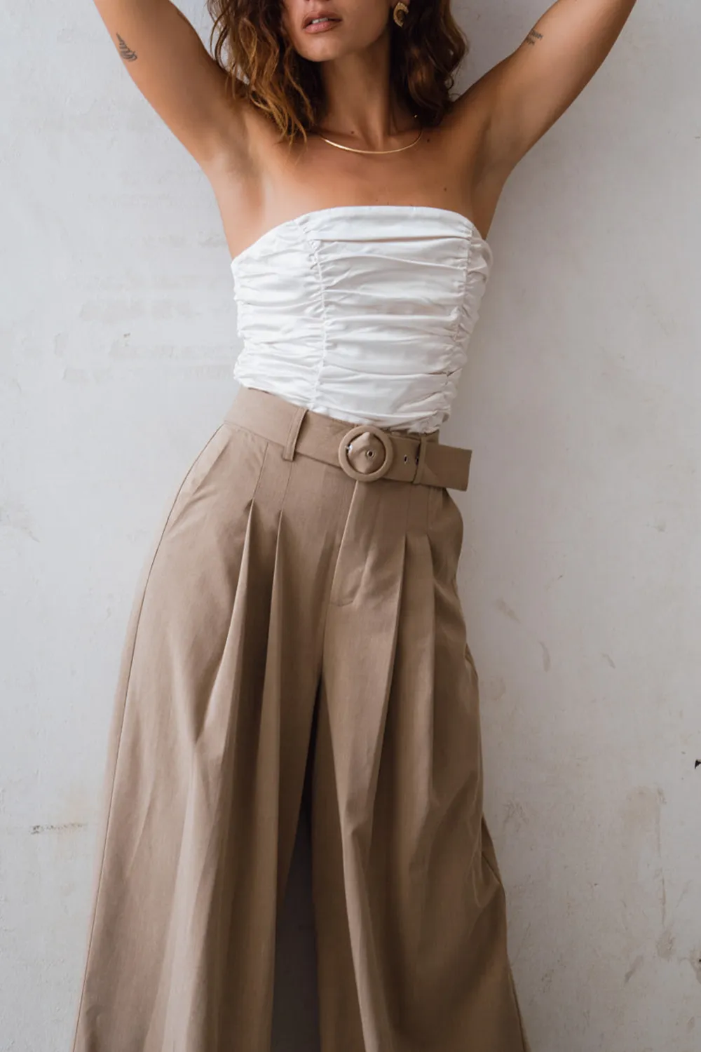 Tan Wide Leg Trouser