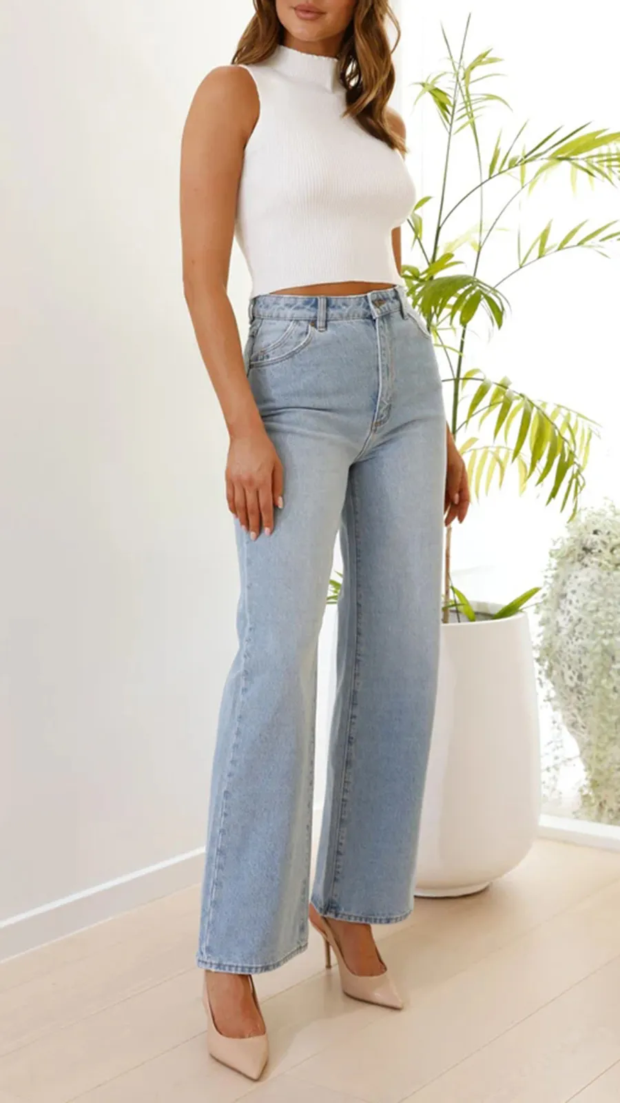 Light-Colored Non-Stretch Jeans