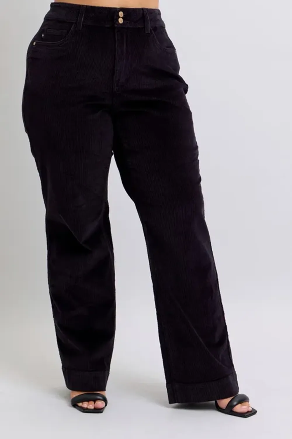 Black Simple Wide-Leg Breathable Trousers