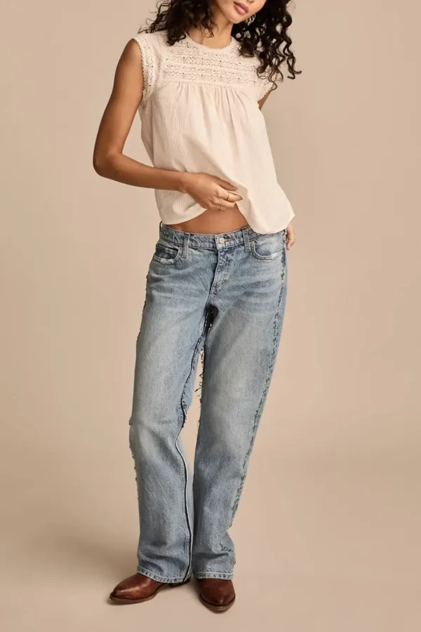 Lace Neck Pintuck Shell Top