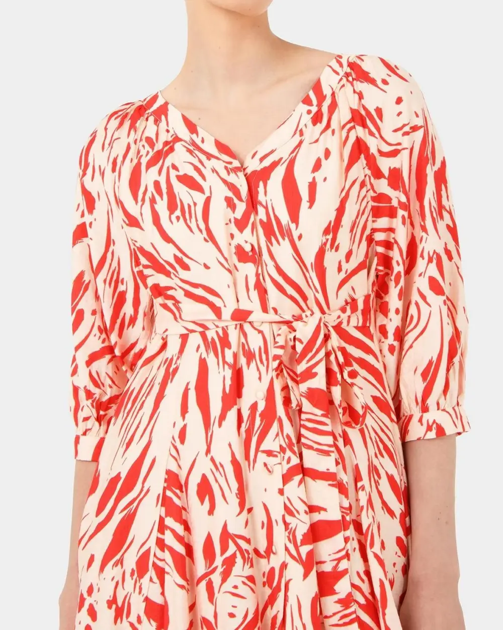 Abstract Animal Print V-neck Tie Skirt