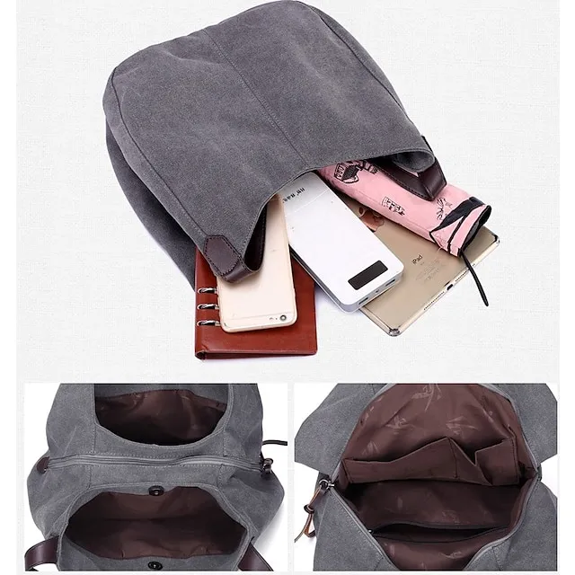 Women's Top Handle Bag Canvas PU Leather Daily Zipper Color Block Black Army Green Blue