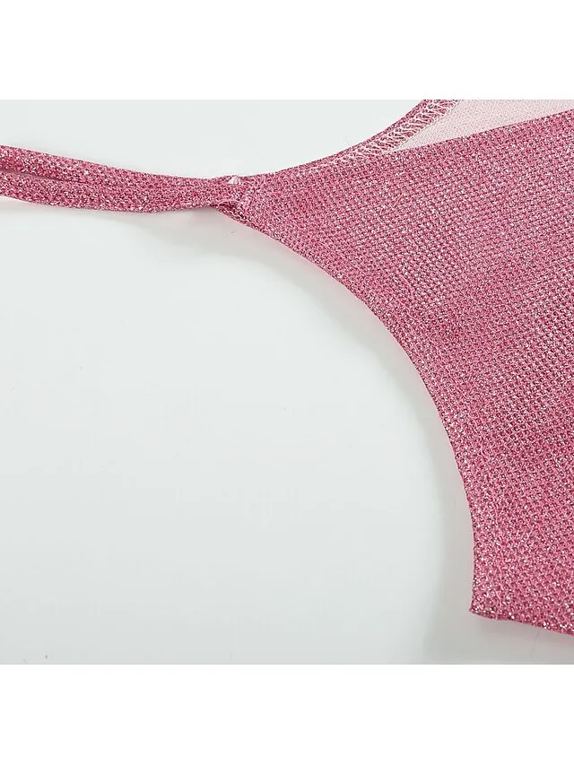 Women's Tank Top Camisole Going Out Tops Summer Tops Silver Pink Golden Sequins Sleeveless Casual Club Basic Sexy Beach V Neck Regular S