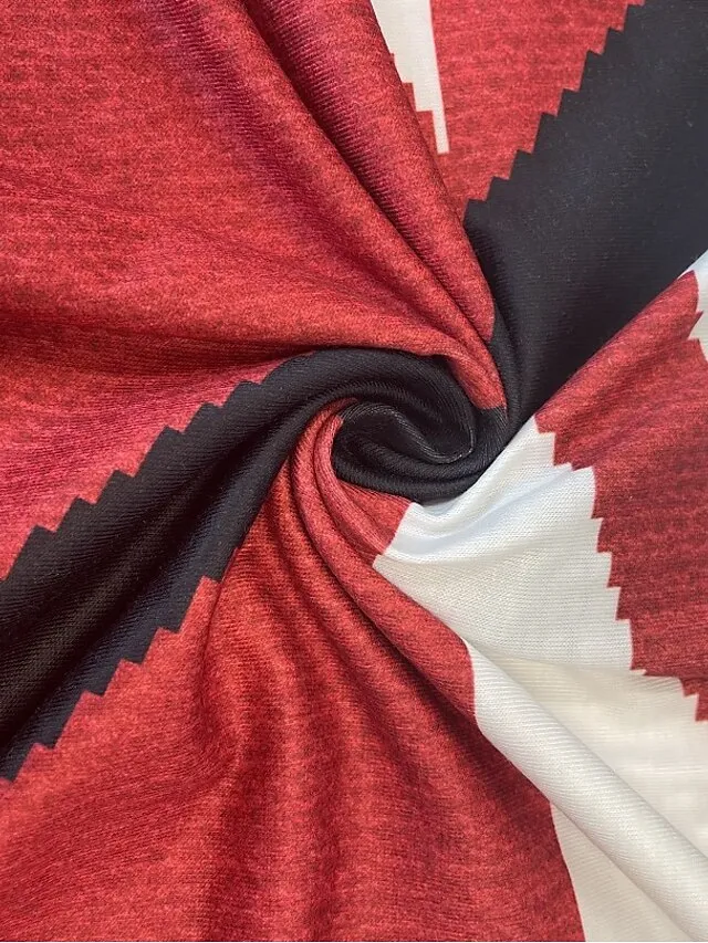 Women's Plus Size Shirt Blouse Graphic Color Block Black Red Fuchsia Quarter Zip Print Long Sleeve Casual Vintage V Neck Regular Fit Fall & Winter