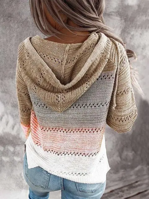 Hollow Out Knitted Lightweight Casual Long sleeve Tops