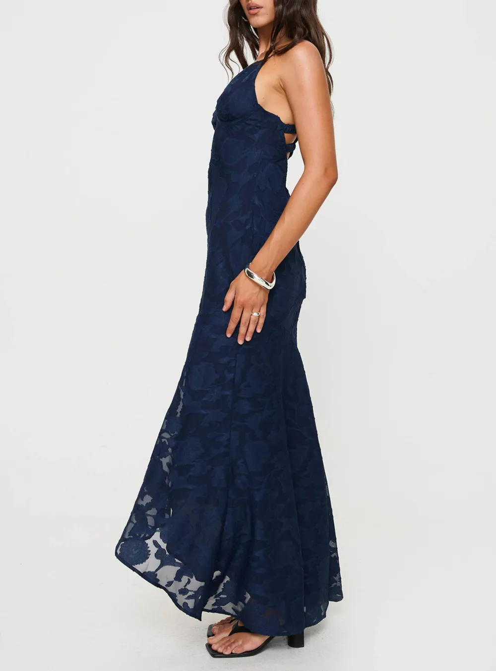 Lace Trimmed Spaghetti Strap Maxi Dress