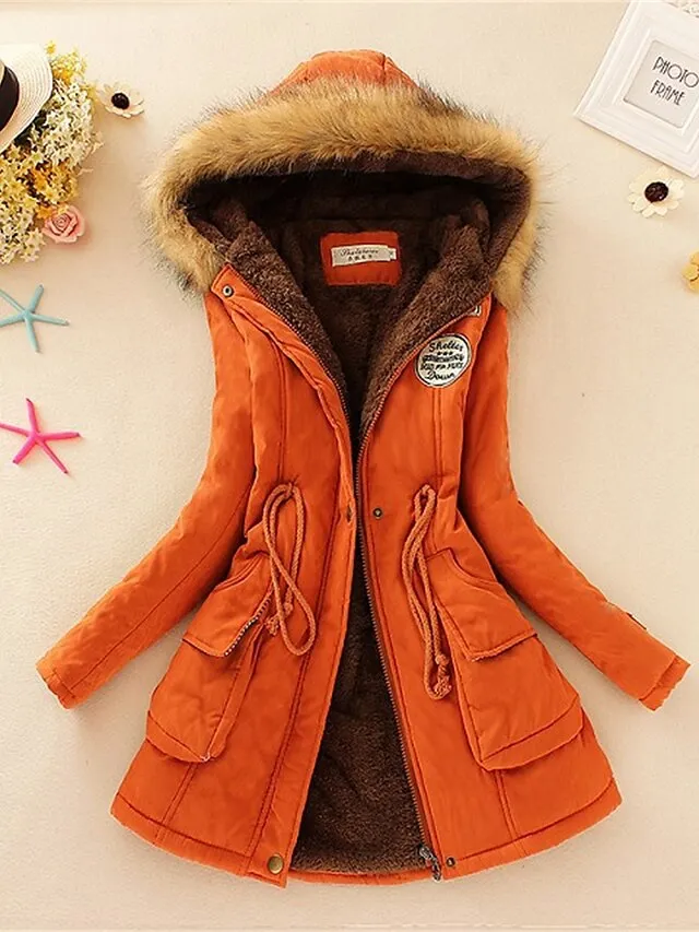 Women's Winter Coat Fleece Lined Parka Thermal Warm Windproof Puffer Jacket with Pocket Hooded Heated Jacket Fall Outerwear Drawstring Outdoor Street Fashion Casual Outerwear