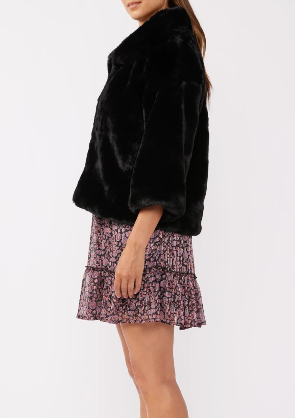 Fuzzy Faux Fur Cropped Coat