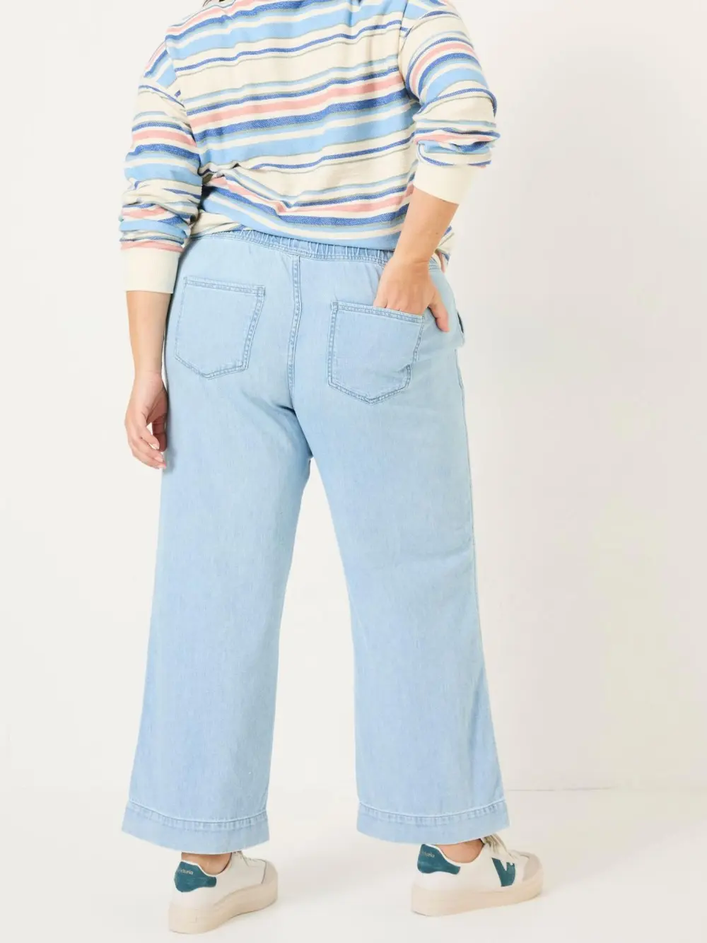 Ashby Light Blue Denim Straight Leg Drawstring Jeans