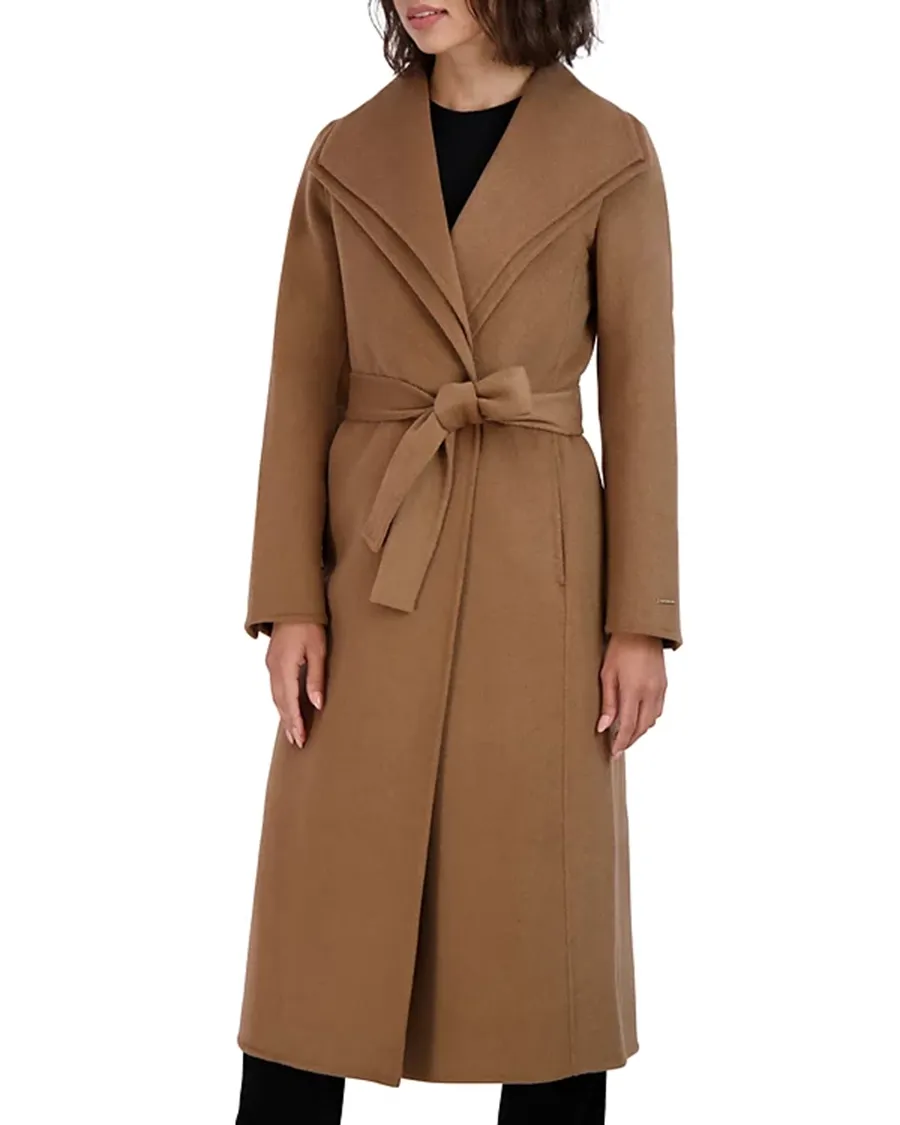 Long Sleeve Belted Wrap Coat