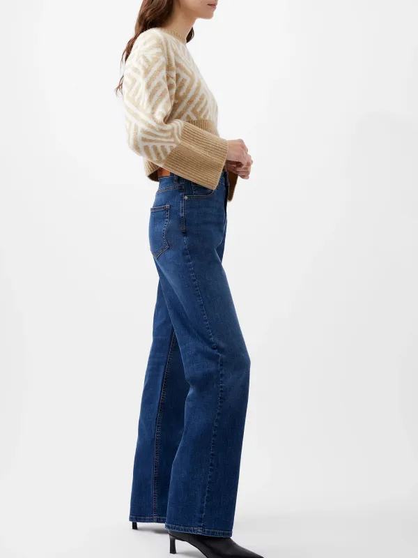 Straight Slim Solid Color Denim Trousers