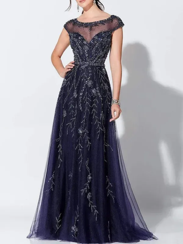 Ladies Elegant Rhinestone Mesh Maxi Dress