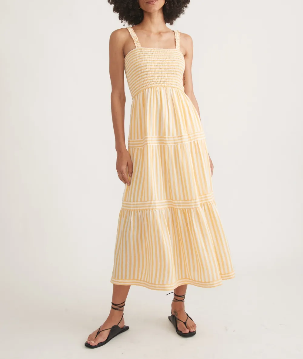 Golden Yellow Stripe Maxi Dress