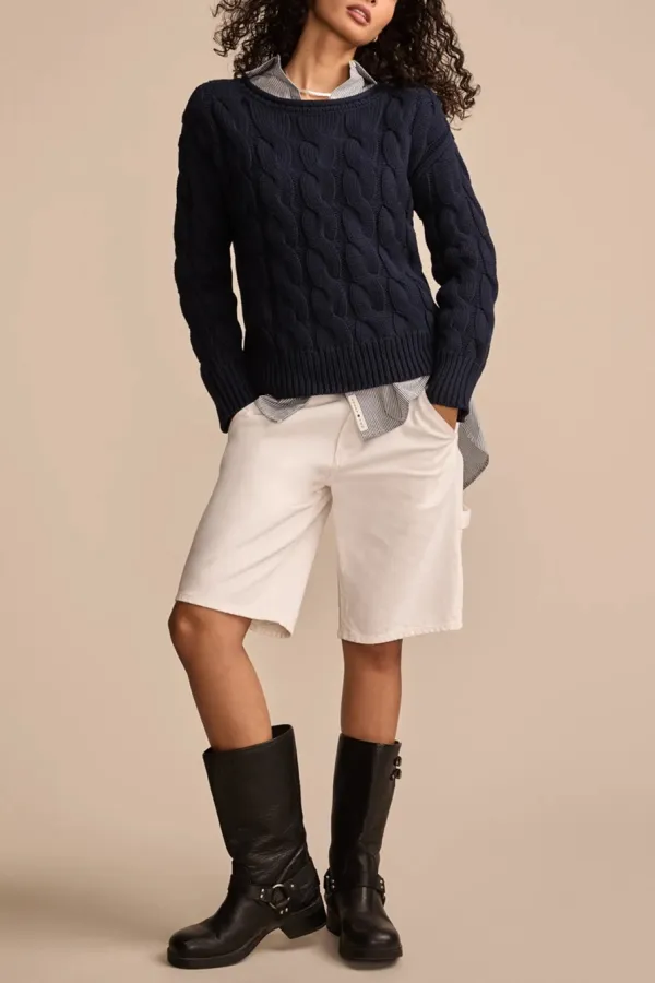 Cadet Navy Cable Sweater Pullover