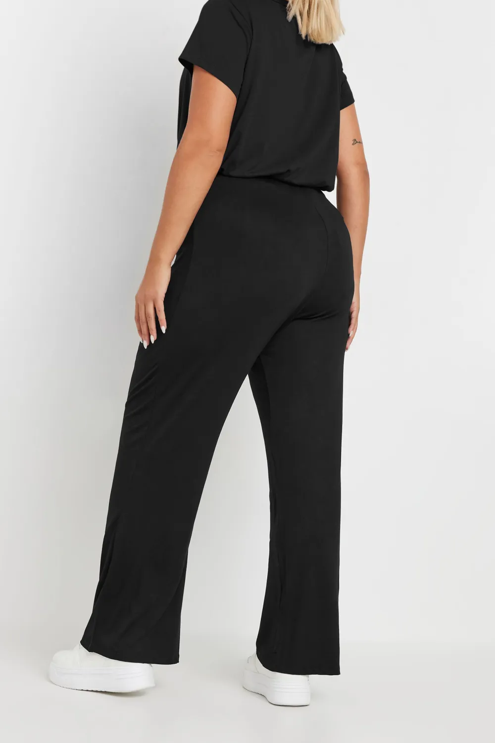 YOURS BESTSELLER Curve Black Wide Leg Pull On Stretch Jersey Yoga Pants