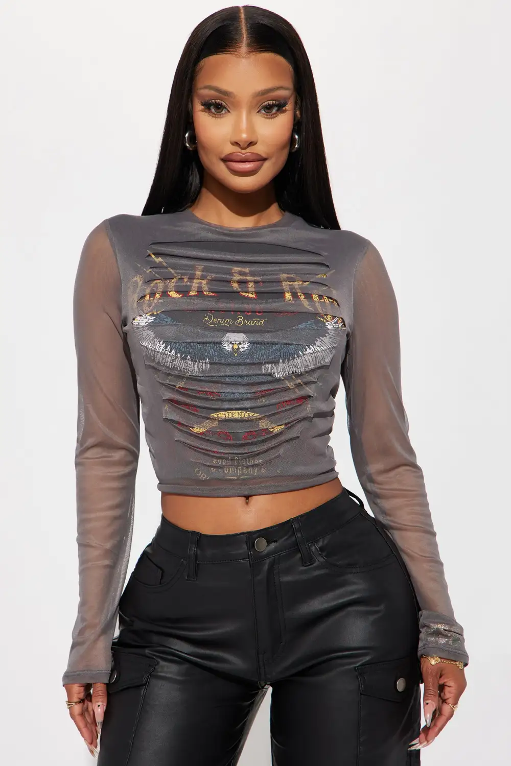 Ready To Rock Distressed Top - Charcoal
