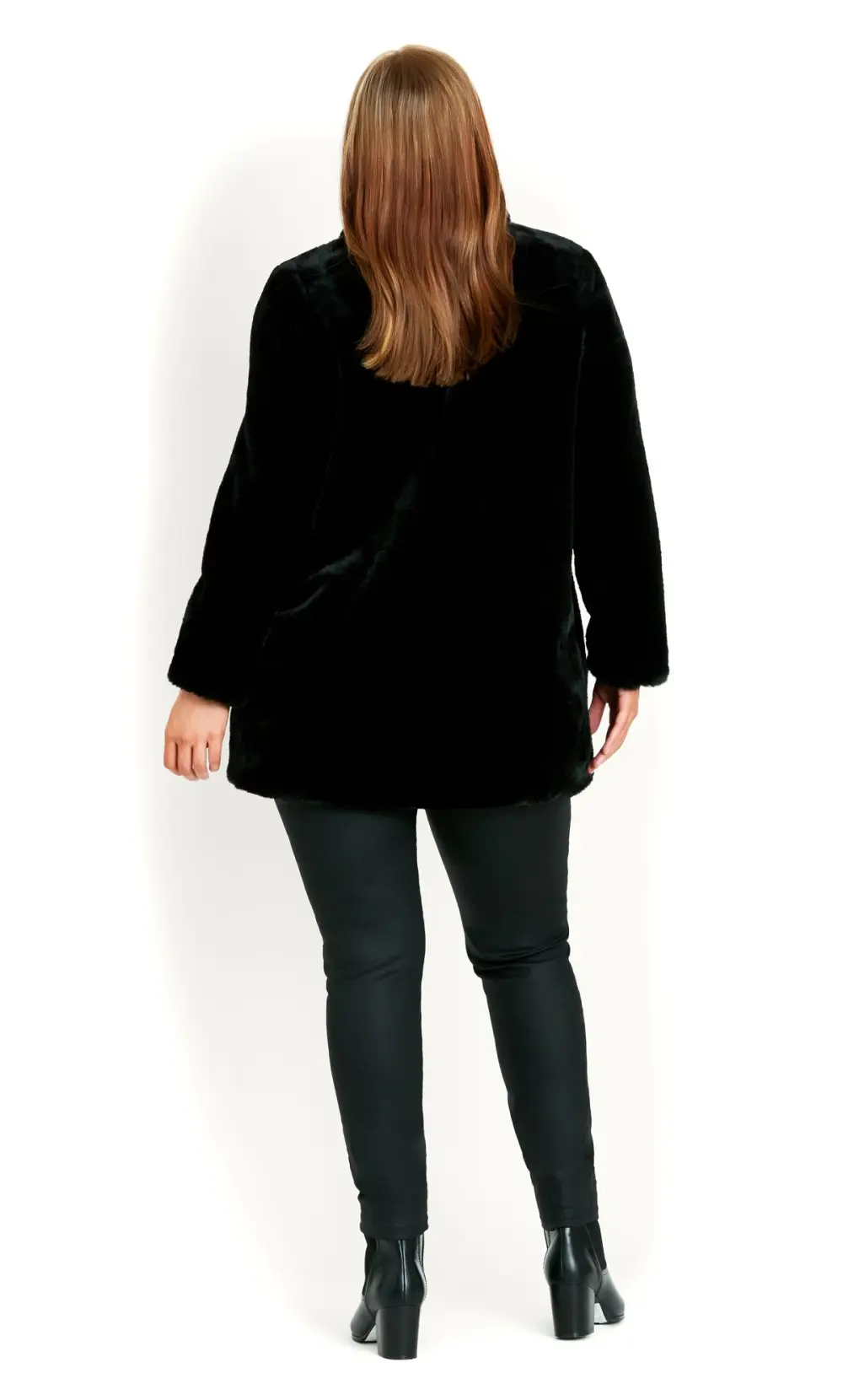 Evans Black Faux Fur Coat