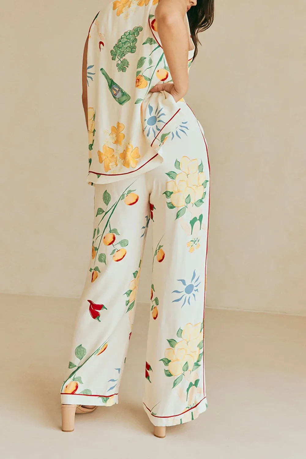 Fruit Print Slight Stretch Pants