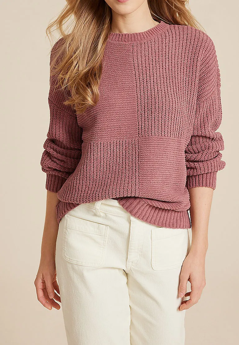 Matte Chenille Checkerboard Sweater