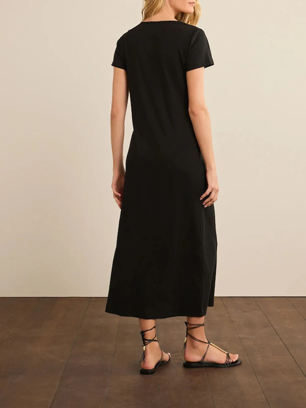 Basic Minimalist Ribbed Solid Color Crew Neck Dress