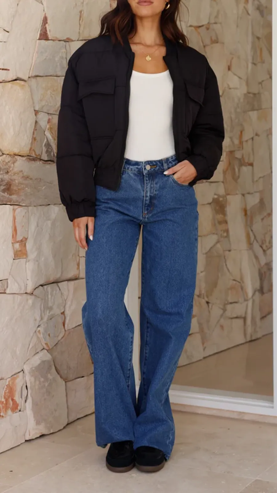 Black Short Warm Coat