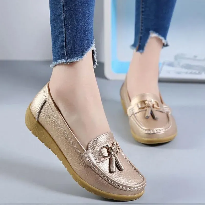 Women Flats Ballet Leather Breathable  Casual  Shoes