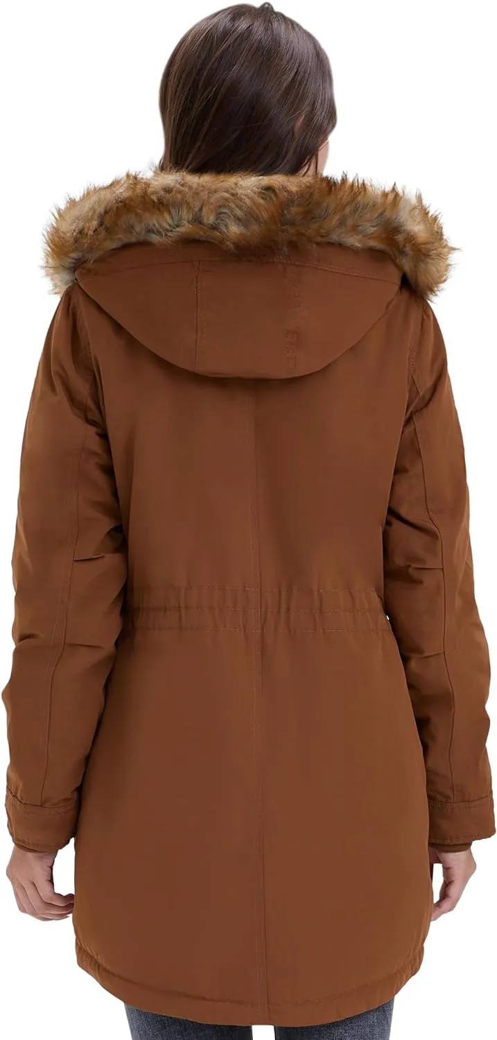 Women's Winter Coats Fleece Lined Parka Jacket Hooded Long Winter Warm Parka Coat with Pockets
