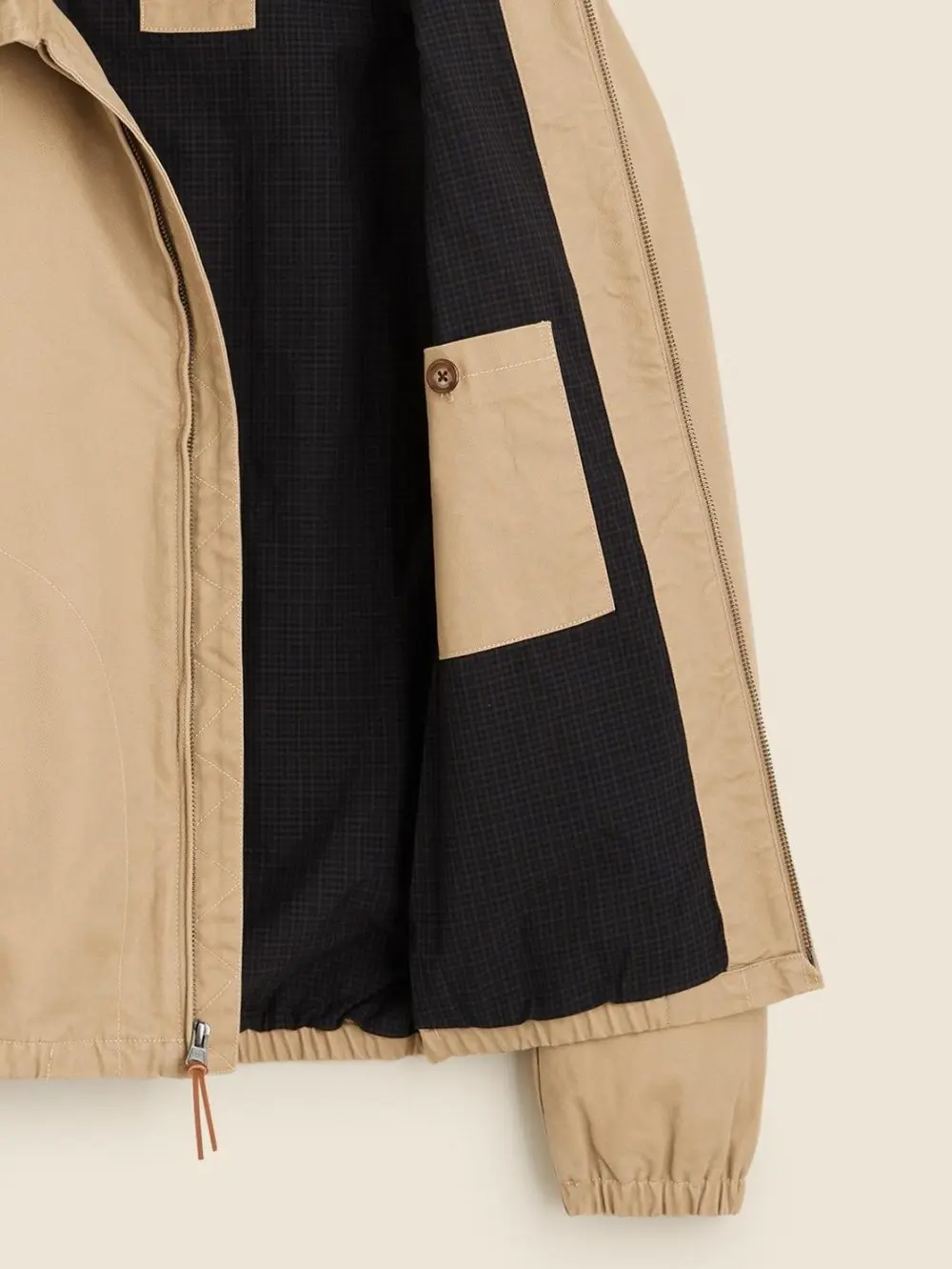Khaki Zip Front Twill Jacket