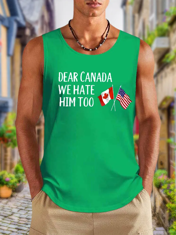 Men'S Dear Canada We Hate Him Too Round Neck Cotton Vest