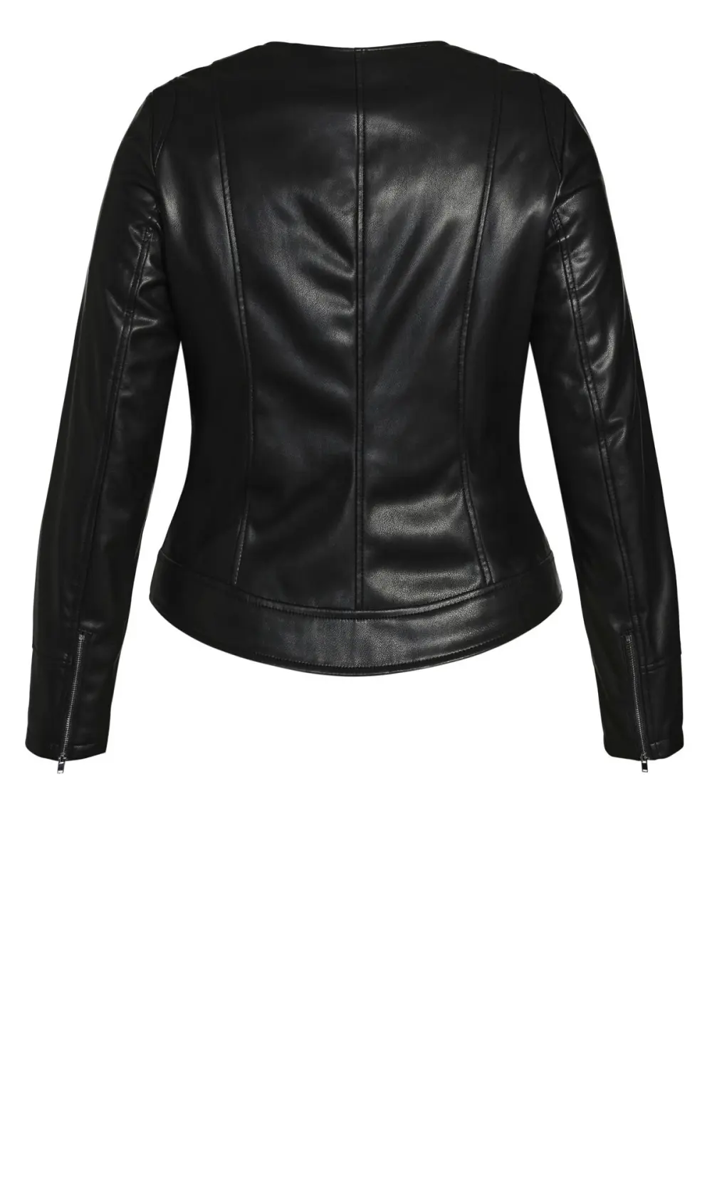 Evans Black Faux Leather Zip Front Biker Jacket