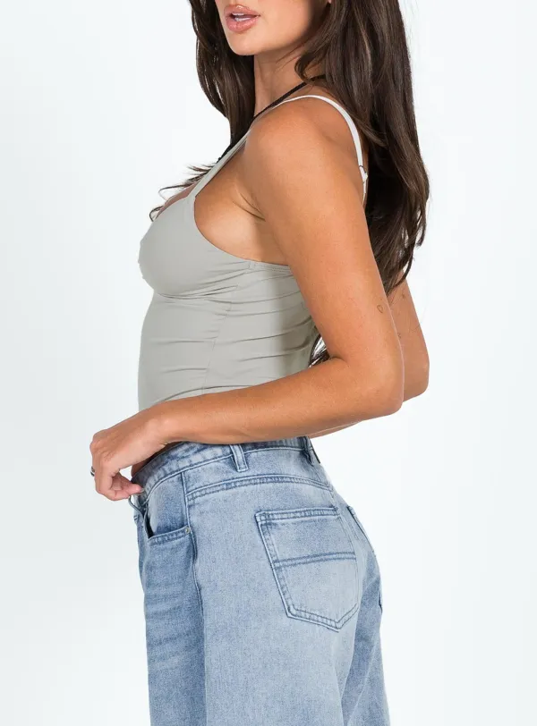 Grey Crisscross Strap Crop Top