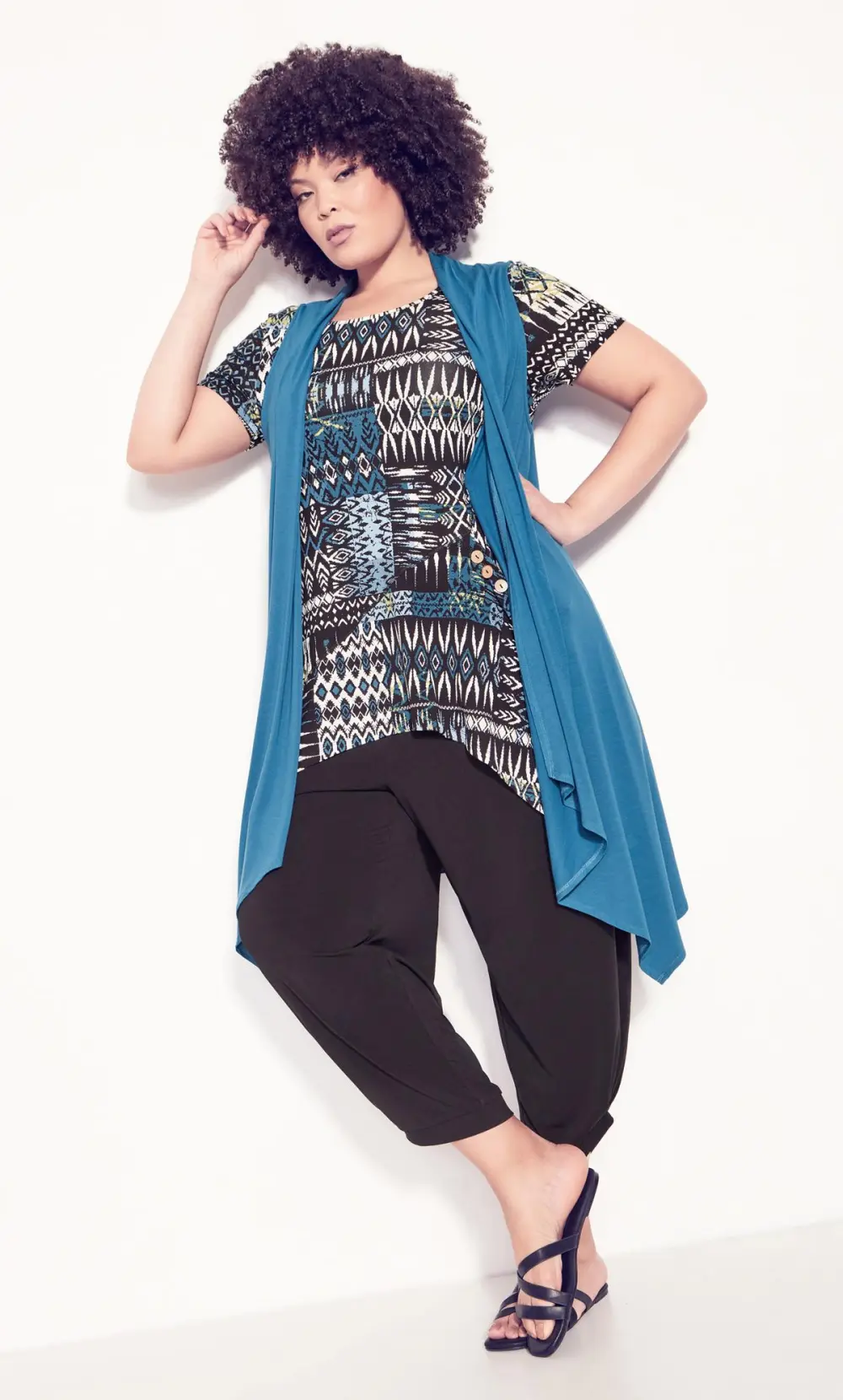 Evans Blue Kahlo Sleeveless Cardigan