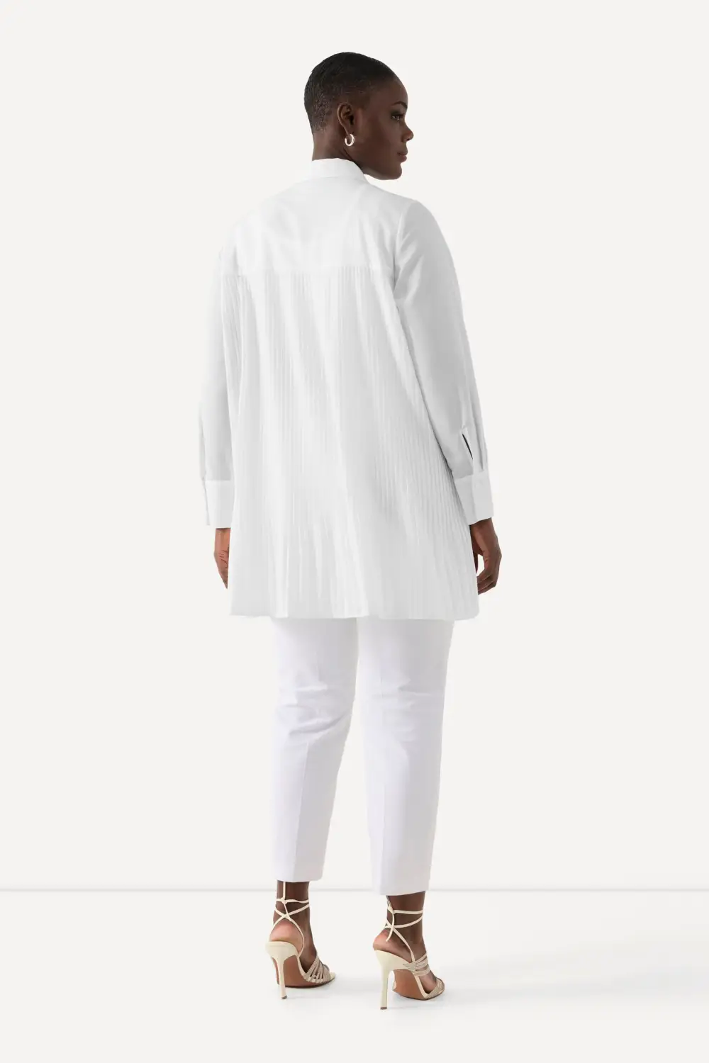 Bluse Plissee A-Linie Hemdkragen Langarm