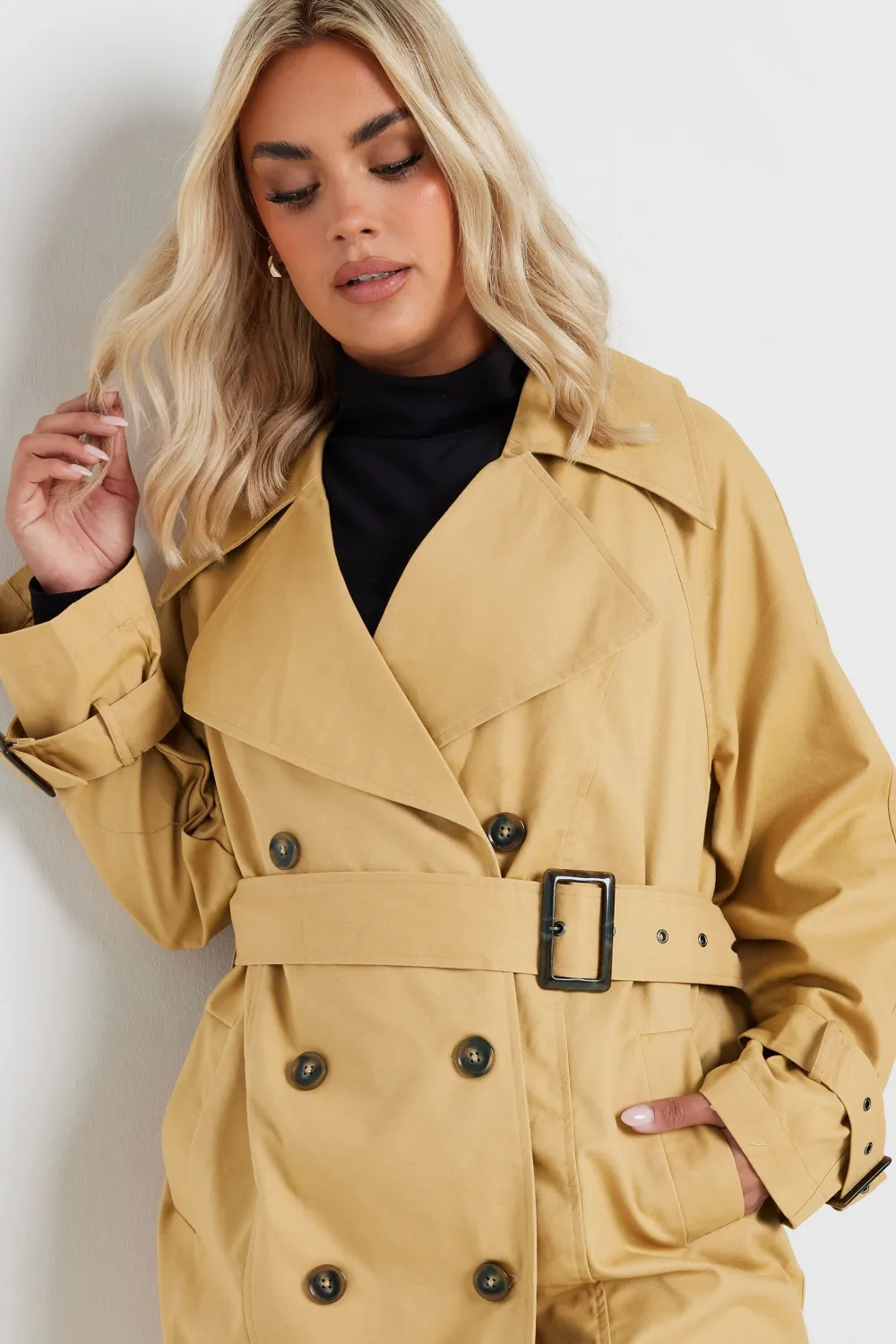YOURS Curve Beige Brown Trench Coat