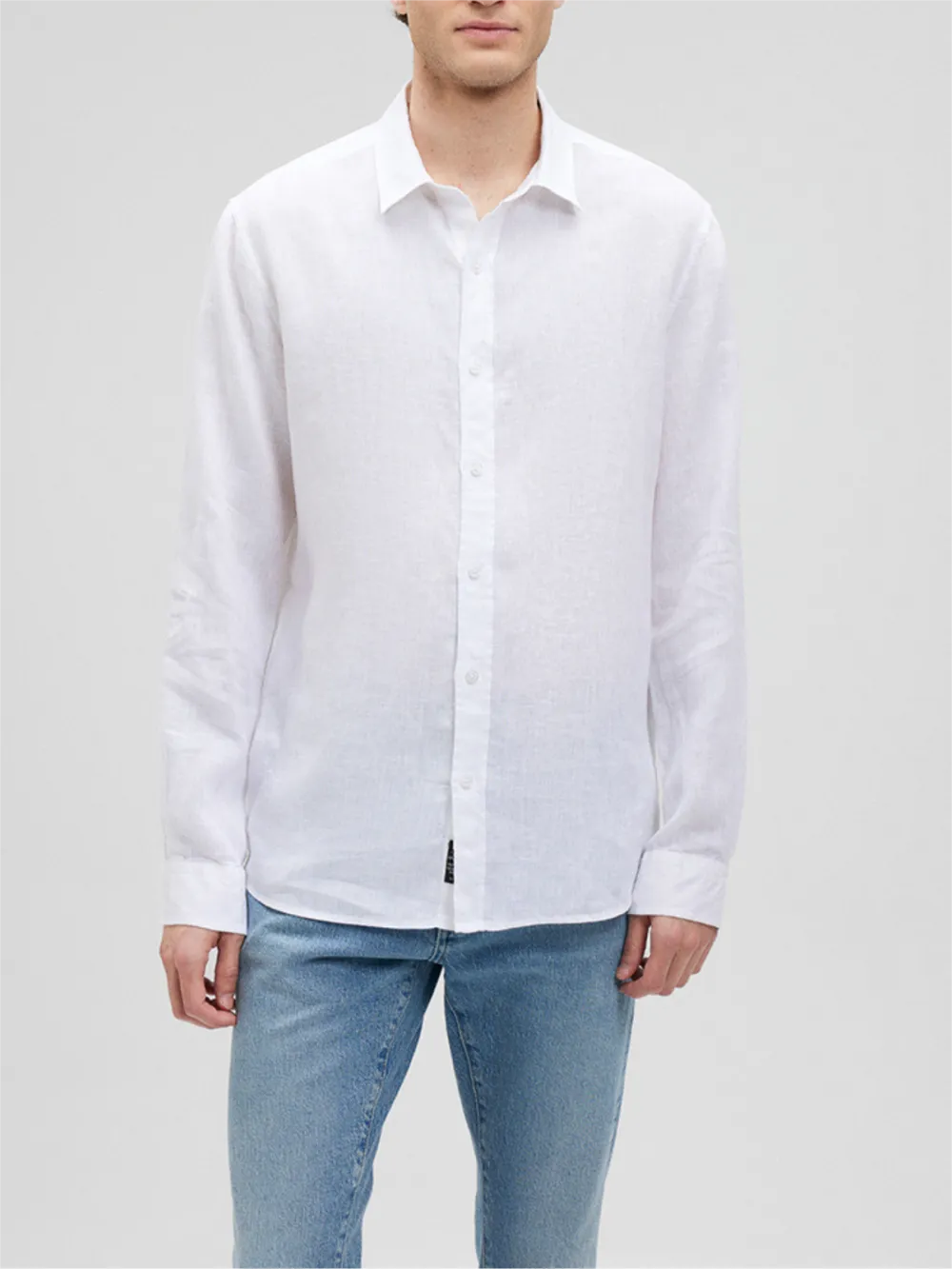 Collar Crew Neck Long - Sleeve Shirt