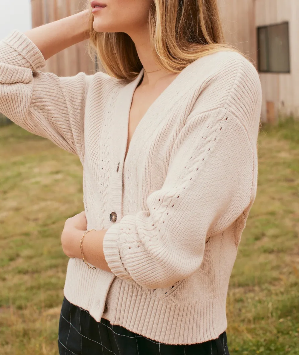 V-neck Buttoned Knit Crop Cardigan