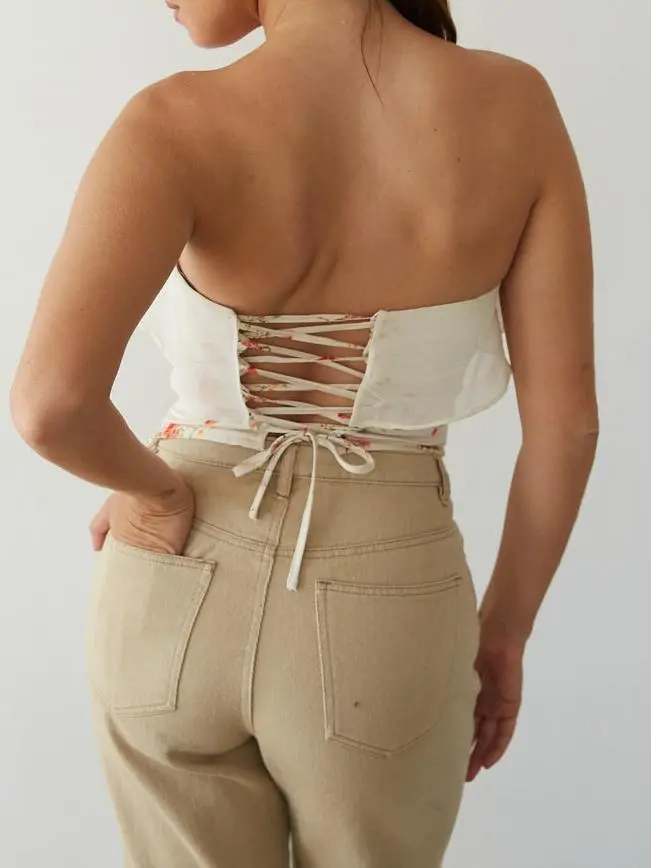 Alice Ruffle Floral Satin Corset Top