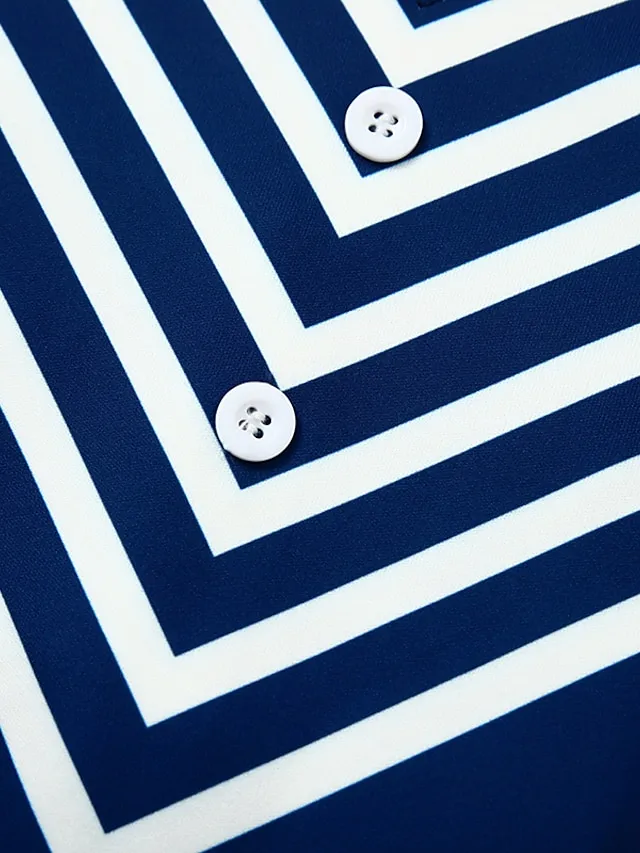 Women's Casual Dress Shift Dress Midi Dress Black and white stripes Green Dark Blue Half Sleeve Color Block Button Summer Spring V Neck Basic Vacation 2023 S M L XL XXL 3XL