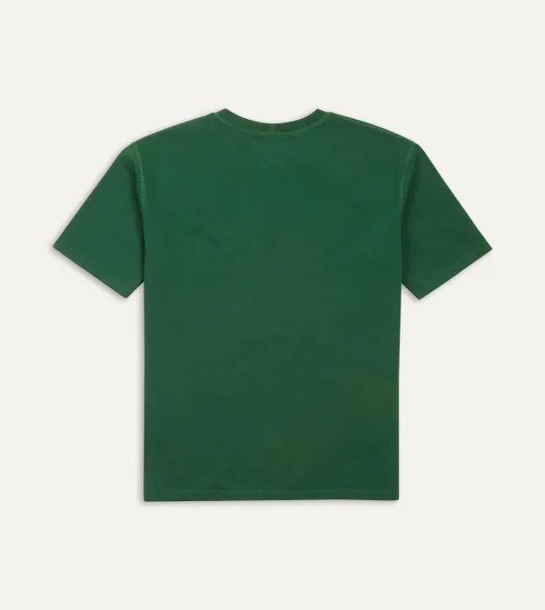 Casual Style Forest Green Cotton Crew Neck Hiking T-Shirt