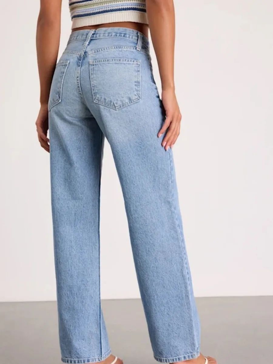 Retro Wide Leg Denim Pants