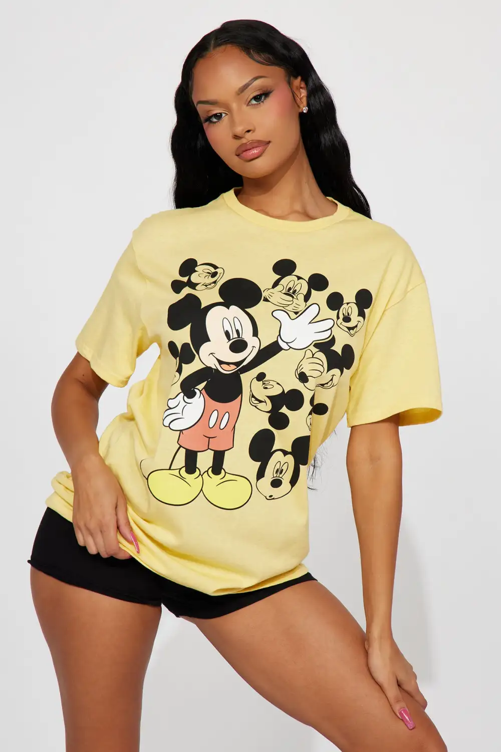 Mickey Mouse Faces Graphic Tshirt - Yellow