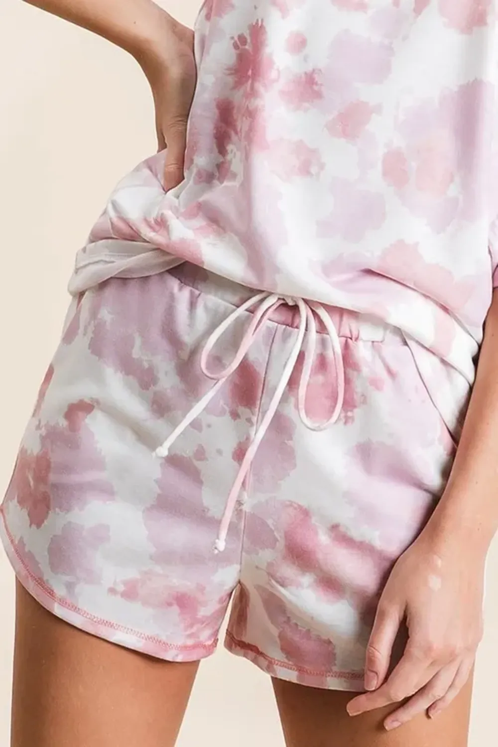 Art Tie-Dyeing Pink Hight Waist Shorts