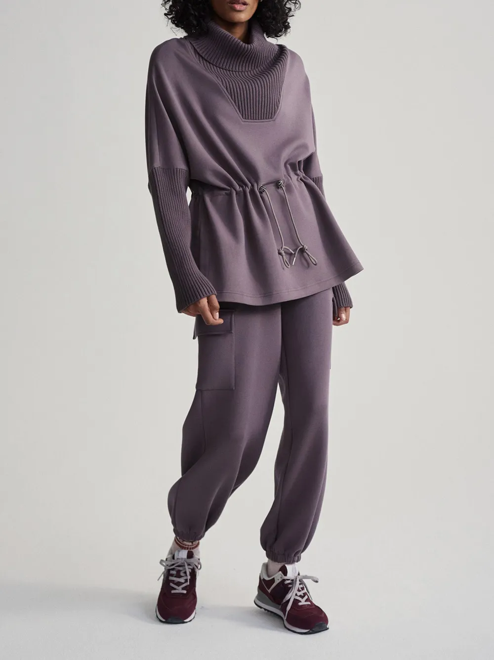 Chic Turtleneck Drawstring-Waist Sweatshirt