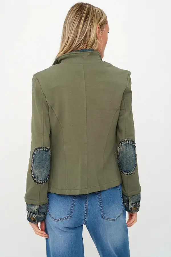 Olive Layered Denim Blazer