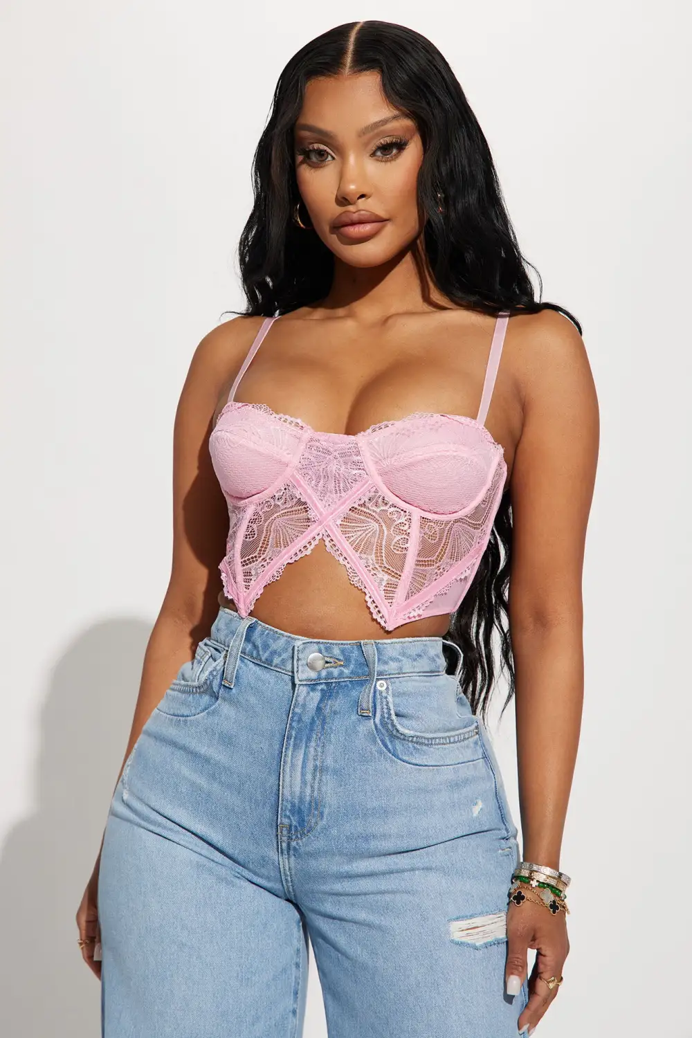 Pop A Bottle Lace Corset Top - Pink