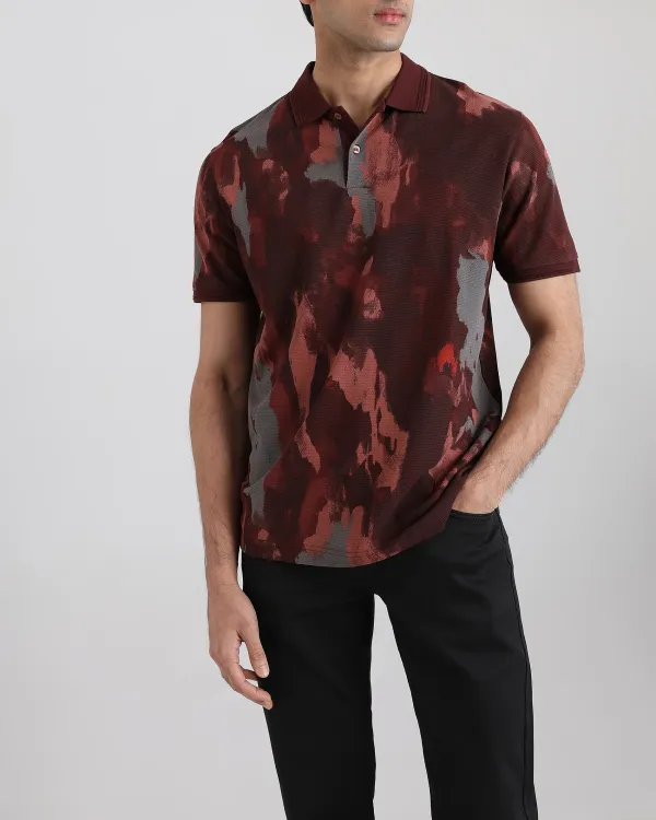 Retro nostalgia Abstract Rust Polo Shirt