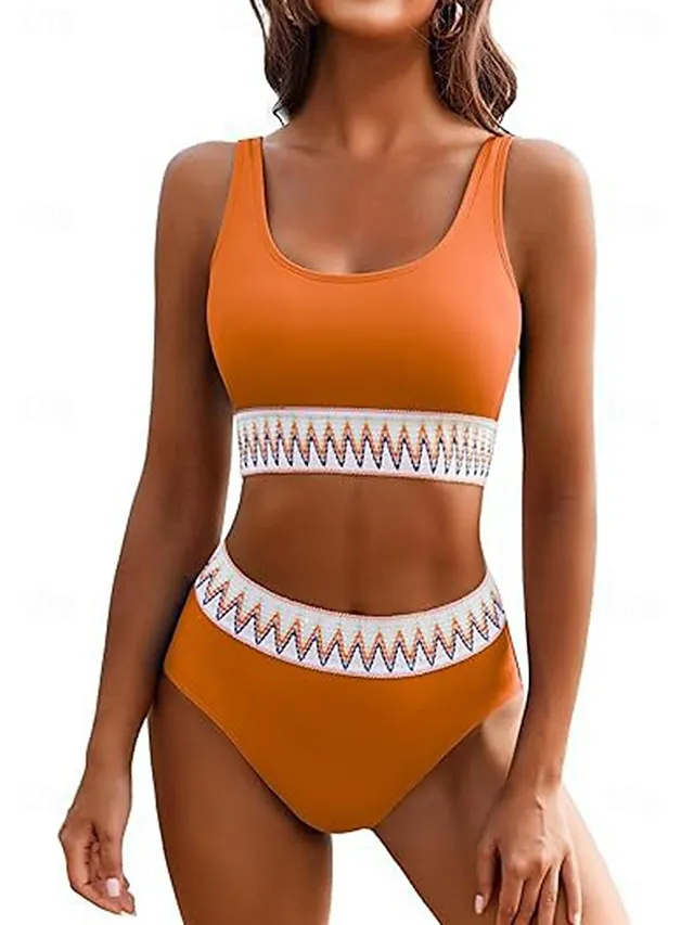 Women's Swimwear Bikini Normal Swimsuit 2 Piece Plain Black Blue Orange Green Rose Red Bathing Suits Sexy Beach Wear Holiday